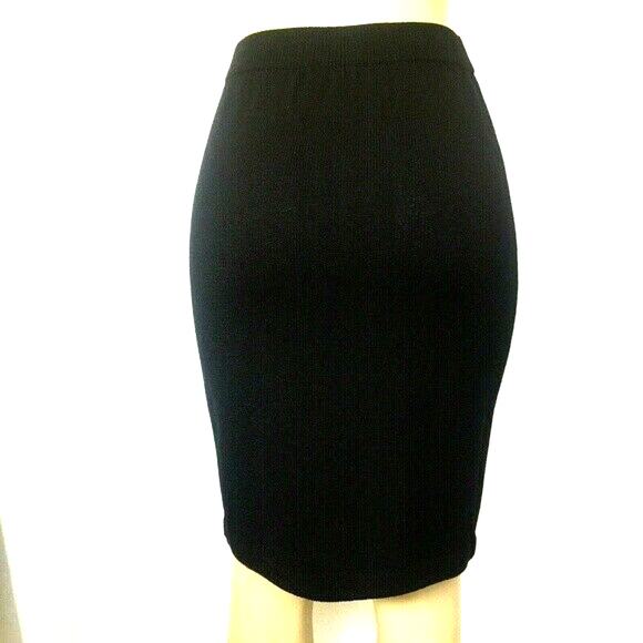 St John Basics Santana Knit Skirt Pencil Straight Black Classic S 6 VTG - Picture 3 of 6